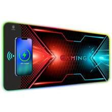 15w 无线充电 RGB 游戏鼠标垫 - 80 X 30 厘米大鼠标垫，14 种灯光模式，带防滑橡胶底座，适合办公室/笔记本电脑使用