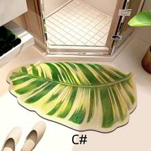 1pc Leaf Pattern Anti-Slip Bathroom Mat, Green Plant Rubber Bottom Non-Slip Quick Dry Absorbent Foot Mat For Kitchen, Bathroom, Bedroom, Living Room Decor - Multicolor - View 13
