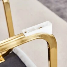 Table And Chair Set.Subtle Luxury Clear Tempered Glass Dining Set - 71"X35.4" With 8 Light Gray PU Chairs.C-Tube Gold Metal Chair Legs.Bring A Comfortable Home Experience To The Kitchen Bedroom.