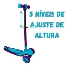 Patinete Infantil dobrável com Led 3 rodas até 50Kg Dream Light Azul