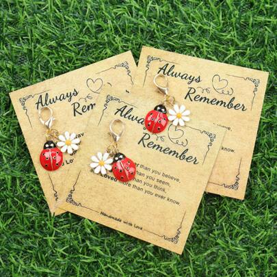 3pcs/6pcs/8pcs/10pcs Charming Ladybug & Daisy Keychain Set, Comes With Inspiring Pocket Hug Card - Great For Birthday, Wedding, Valentine's Day And Graduation Christmas Gift Ideas Bag Lanyards With Id Holder Car Accessories Bag Charms