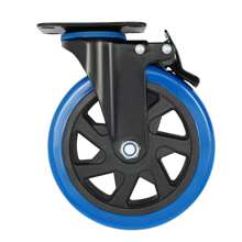SENDERPICK Lenkrollen,Möbelrollen mit Bremse Transportrollen bis 1200KG,360-Grad Lenkrollen Schwerlast 18.5cm für verschiedene Arten von Böden geeignet,4er-Set - Blau - Übersicht 3