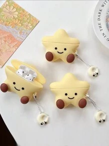 1pc Cute Minimalist Silicone Star Moon Smile Face Apple Earphone Protective Case, Compatible With Apple 2nd Generation Charging Case And 1st Generation