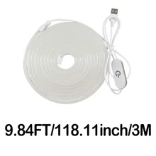 1 pezzo Striscia luminosa a LED al neon da 5V con interfaccia USB e interruttore touch, regolabile, flessibile, adatto per decorare camera da letto, soggiorno, casa, bar, interno ed esterno, include nastro biadesivo