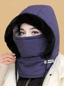 1 件女士冬季纯色防水休闲优雅波西米亚保暖羊毛面罩帽，适合日常通勤、购物、滑雪、骑自行车，适合秋冬季 - 多色 - 查看 14