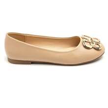 Ballerinas With Decorations And Shiny Finish - Beige - View 5