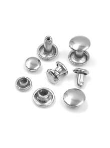 100pcs/Set 5-15mm Silver-Color Metal Spiked Double Cap Rivet Suitable For Leather Craft, Accessories, Shoes, Bags, Belt, Clothing Repair - Silvery - View 3