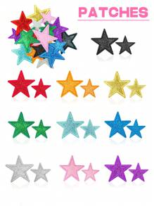 20 pièces Appliques en paillettes colorées en forme d'étoile à cinq branches, style de bande dessinée mignonne à repasser/coudre pour vêtements, sacs, chapeaux et plus