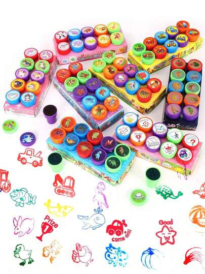 10 Stücke sortierte Cartoon Stempel mit Selbsttinte für Kinder, Studienstempel für Geburtstagsparty Geschenke, Strumpfstopfer, Kinderbasteleien, Schulpreise, DIY Malerei, Geschenke für den Schulanfang