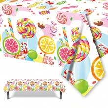 1PC, Khăn trải bàn Candy World, Đồ dùng tiệc hoạt hình theo chủ đề kẹo, Đồ dùng trang trí tiệc sinh nhật, Khăn trải bàn bằng nhựa màu hồng, Trang trí tiệc, Trang trí nhà cửa, Đồ dùng tiệc 51x86,6 inch - Hồng - Xem 1