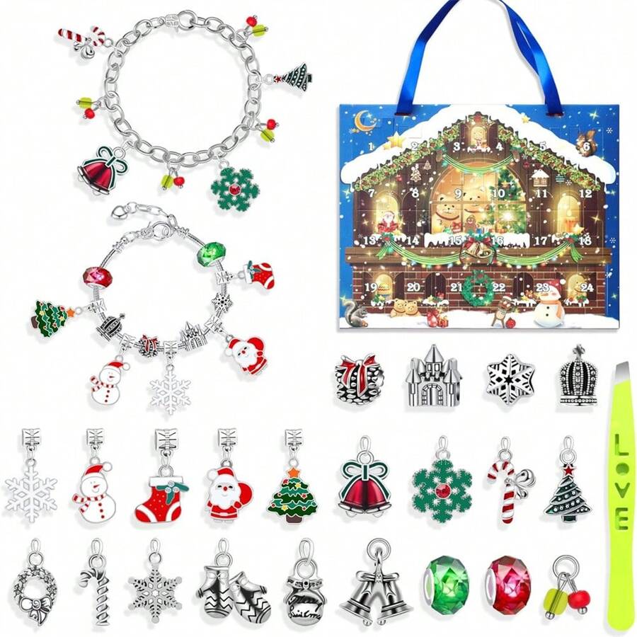 Calendario De Adviento De Joyería Para Mujer | 25 Días | Anillos, Colgantes, Pendientes, Pulseras | Temática Navideña | Regalo Festivo