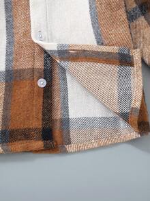 男童格纹连帽外套，春/秋 - 棕色 - 查看 5