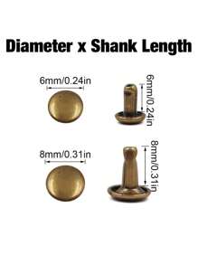 100pcs 6x6mm/8x8mm Copper Metal Rivet Studs, Suitable For Leather Crafts, Shoes, Bags, Belts, Garment Repair Accessories