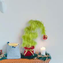 Desktop Christmas Tree, Furry Holiday Desk Ornament Home Office Decor Party Favor Present - Green - View 5