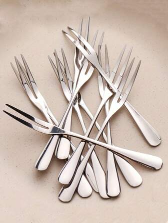 10/20/30 件不锈钢水果叉套装、甜点叉、简易水果叉、现代蛋糕叉、装饰沙拉叉、可重复使用的水果签、厨房用具圣诞礼物