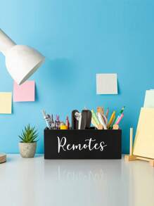 1 个电视遥控器支架、化妆品收纳盒、床头柜木制遥控器盒、床头收纳盒、桌面遥控器收纳盒 - 黑色-3槽口 - 查看 6