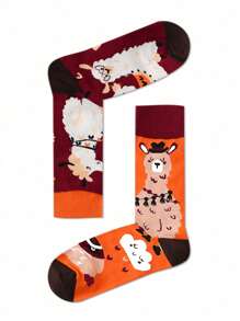 1 双混搭中筒袜，羊驼毛混纺设计，男女皆宜，秋季