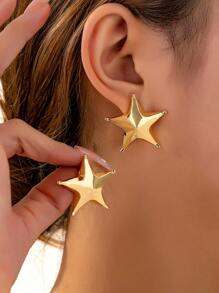 1pair European & American Minimalist Geometric Asymmetrical Starfish Shaped Versatile Stud Earrings For Women, Hot Selling