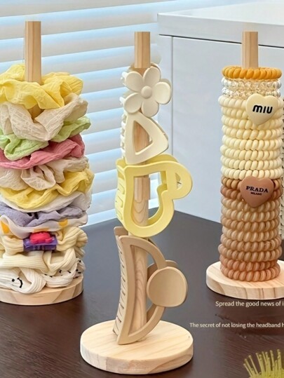 Organizador de accesorios para el cabello de madera de moda - Perfecto para exhibir lazos, pasadores y joyas, de vuelta a la escuela