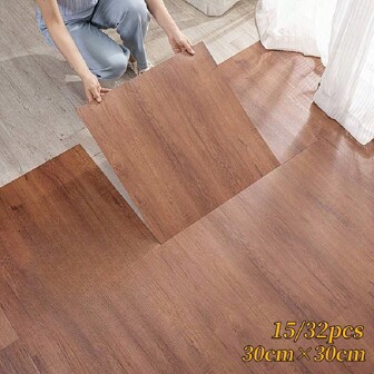 12/24 piezas de adhesivos con apariencia de madera para pisos/paredes, fácil de instalar, adecuados para decoración interior de paredes y pisos, resistentes al agua, al moho, al aceite y antideslizantes