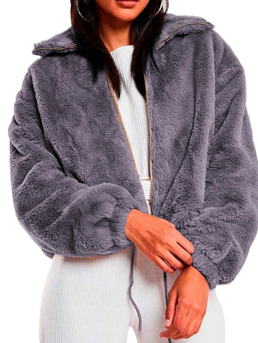Shendy Vendy Women's Jacket Soft Plush Jacket Thermal Lining - Blue - View 1