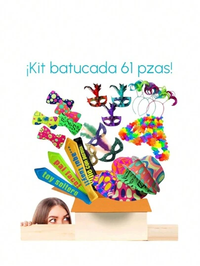 61 Pzas Kit Paquete Batucada Fiesta Xv Años Boda Cumpleaños Led