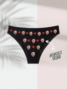 1-Piece Customized Face Profile Picture Sexy Comfortable Personalized Popular Ladies Underwear, Given To Boyfriends, Husbands, Friends, Can Be Used As Birthday Gifts, Christmas Gifts.,Dawg,Colorful,Cute,Adorable,Contracted,Funny,Custom,Unique,Customized,Personalized,Ideal Gifts For Him,Ideal Gifts For Her,Boyfriend,Girlfriend,Family,Friends,Her - Multicolor - View 1
