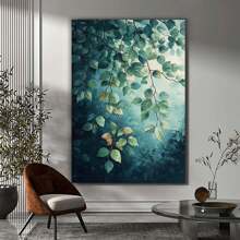 Green Leaves Canvas Wall Art, Neutral Botanical Wall Decor, Natural Delicate Flowering Plant Canvas Wall Art, For Living Room ,Bathroom,Bedroom, Office, Corridor Home Wall Decor Framed