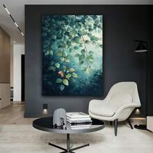 Green Leaves Canvas Wall Art, Neutral Botanical Wall Decor, Natural Delicate Flowering Plant Canvas Wall Art, For Living Room ,Bathroom,Bedroom, Office, Corridor Home Wall Decor Framed