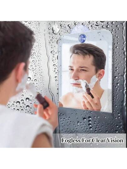 Shatterproof Acrylic Bathroom Mirror, Fogless Shaving Spiegel Men, Suction Cup Hang Wand Mountable Home Best Birthday Graduation Back To School Room Supplies