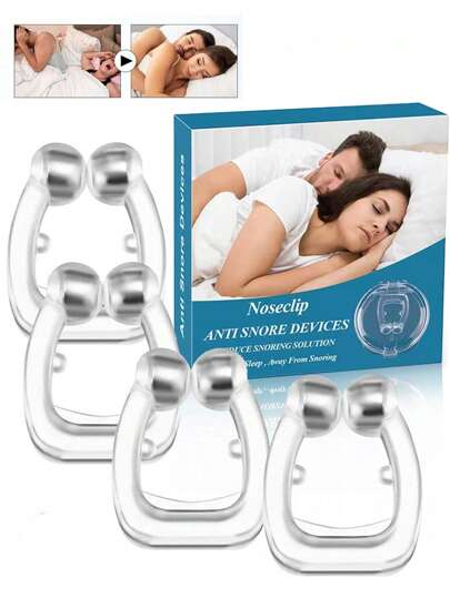 4PCS/Box Magnetic Silicone Anti-Snoring Nose Clip ,Sleep Breathing Aid For Men Anti Snoring Device, Breathable And Comfortable, Help Reduce Snoring And Improve Sleep Quality