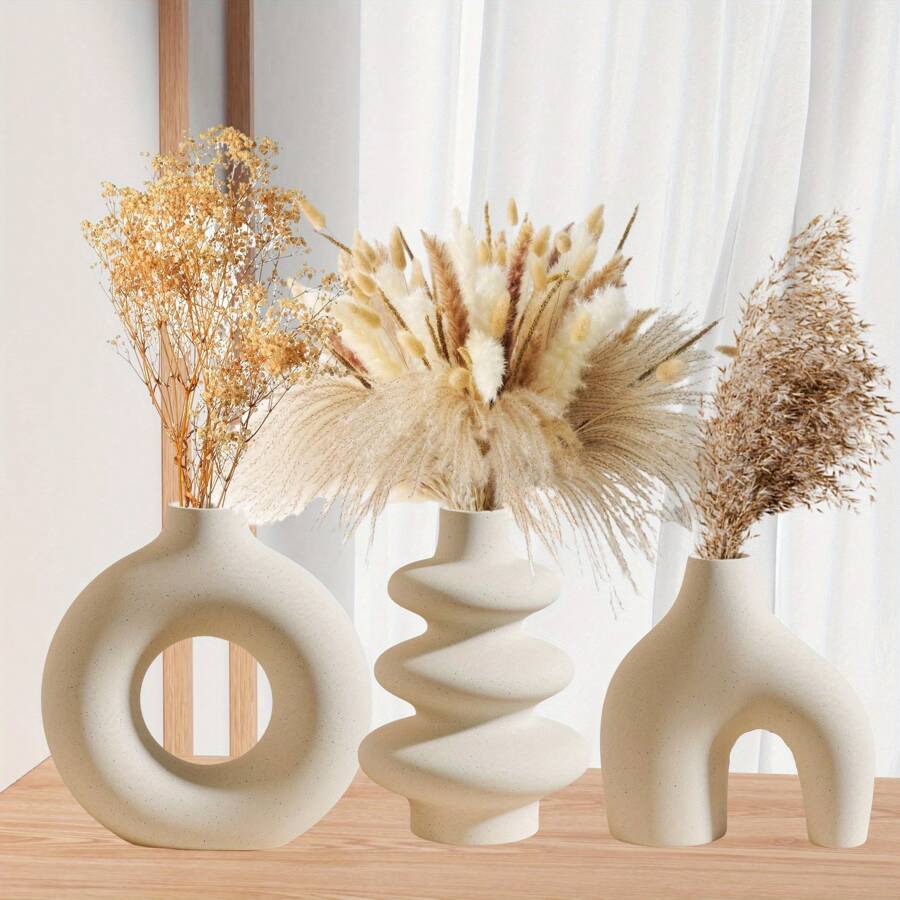 1pc Ceramic Matte Vase For Home Decor, Modern And Minimalist Decorative Vase Set For Pampas Grass, Boho Vase For Farmhouse Living Room Dining Room Tabletop Bookshelf Centerpiece Table Decor Room Decor Flower Vase Glass Vase