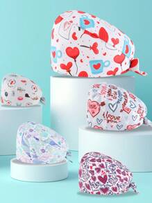 1 件装海洋元素卡通涤纶印花护理帽，可调节防尘牙医口腔美容工作帽，男女通用，四季皆宜 - 彩色 - 查看 1