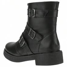 AC. ANA CRISTINA FOOTWEAR Bota Coturno Feminino Cano Curto c/ Ziper e Fivelas