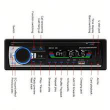 1 Din 12V Universal Car Radio Auto Car Stereo Built-In Remote Control AUX USB MP3 Multimedia Player/CD/SD/FM Hands-Free Calls