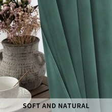 CYCMACO Velvet Curtains For Interior, 100% Blackout Curtains 2 Pieces, Cold And Heat Insulating Thermal Curtain, Modern Curtains Living Room Bedroom, Thermal Curtains With Rings - Green - View 6
