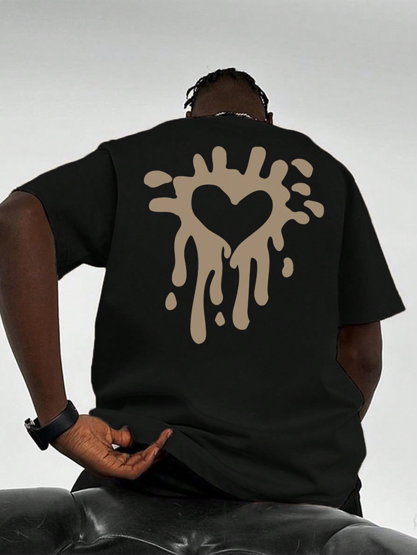 Men's Summer Heart Print Round Neck Short Sleeve Casual T-Shirt