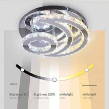 15.7" Crystal Chandelier Modern LED Ceiling Light Moon Shape Crystal Flush Mount Ceiling Lights Fixture For Bedroom Living Room Kitchen Hallway (Coo White/Multicolor/Dimmable)