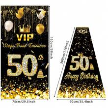 2szt. Czarno-złota rama drzwi urodzinowych, materiały dekoracyjne na drzwi urodzinowe, tło do fotografii urodzinowej, znak tła, dekoracja domu na przyjęcie urodzinowe na zewnątrz