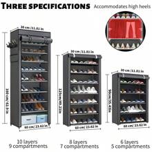 Large Shoe Rack,9 Tier Shoe Organizer With Nonwoven Fabric Cover, Shoe Storage Shelf For 40-50 Pairs Of Shoes, Entryway, Suitable For Sneakers, High Heels, Flats, And Boots, Grey - Xám - Xem 11