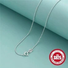 1pc 925 Sterling Silver Simple Chain Necklace, A Fashionable Jewelry Gift For Girls.