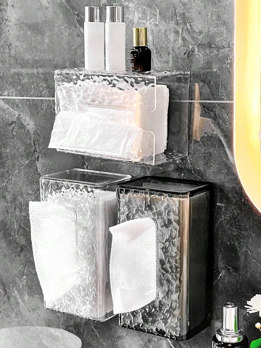 1 件壁挂式纸巾架，豪华面巾纸收纳盒，适用于浴室、卫生间，配有抽屉，方便取用，家居浴室装饰浴室收纳秋季装饰，返校季