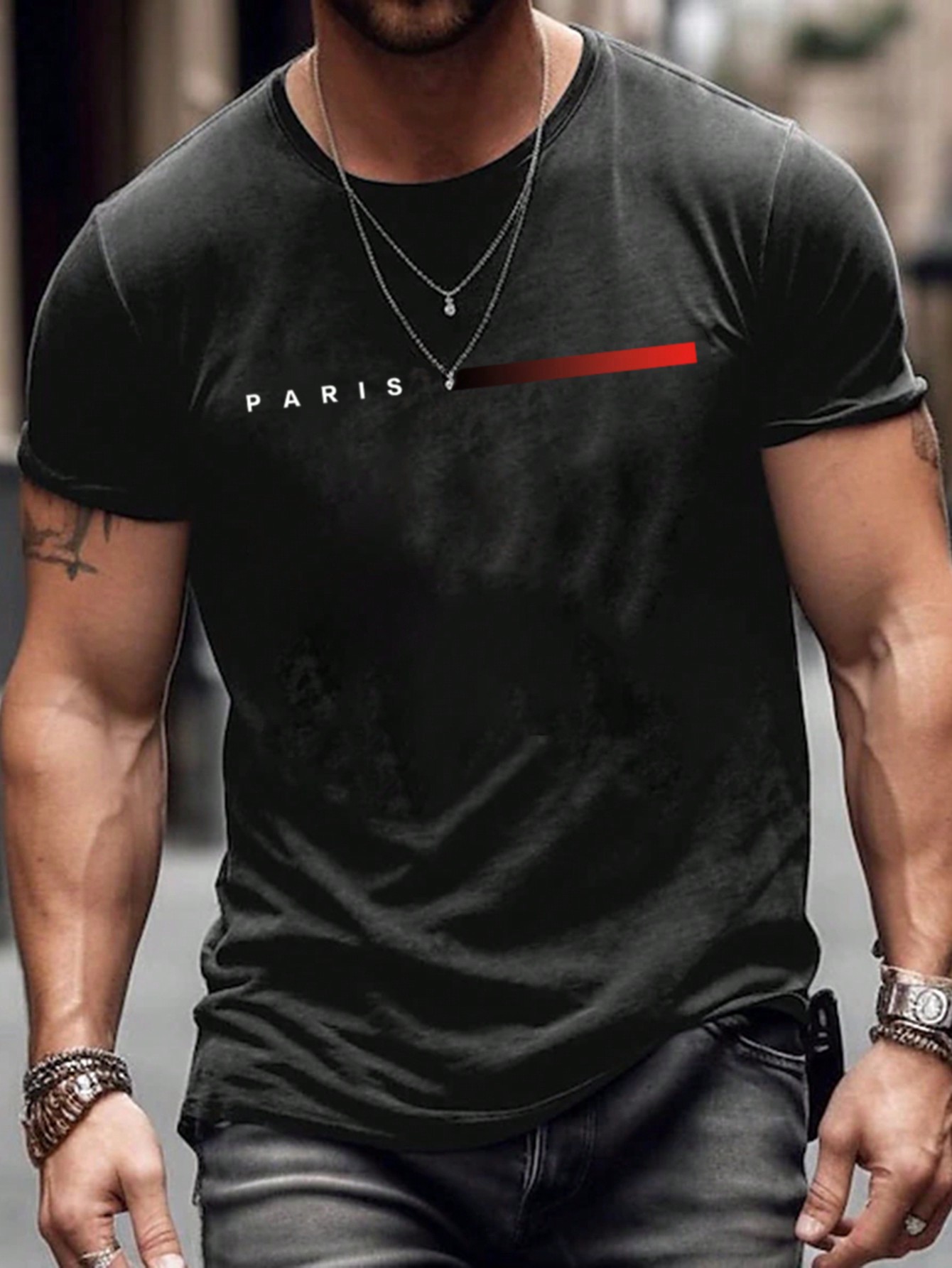 Men's Casual Letter Print Short Sleeve Round Neck T-Shirt For Summer Commuting