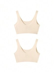Annil Children's Clothing. Girls' Training Bras In A Set Of Two Pieces. For Autumn, Second Stage, Suitable For Students. Breathable And Refreshing. - Combination 02 (skin Color + Skin Color) - View 2