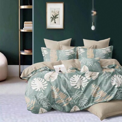 Conjunto de capa de edredom com estampa botânica de 3 peças (1 capa de edredom + 2 fronhas), estilo fresco para quarto em todas as estações, disponível em 160*200/200*220 cm e mais tamanhos