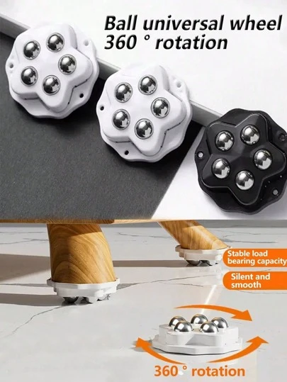 4 piezas/Set de ruedas giratorias autoadhesivas, ruedas giratorias multidireccionales, ruedas universales, rotación de 360 grados, convenientes para mover cualquier artículo. Ruedas universales autoadhesivas de acero inoxidable con rodamientos de bolas, adecuadas para cajas de almacenamiento y gabinetes debajo de la cama