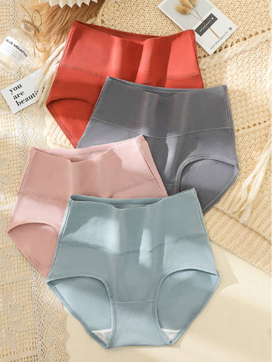 4pcs Women's Underwear Black, High Waist And High Elastic Slim Briefs, Skin-Friendly And Breathable Large Size Pants, Can Be Worn For Work, Commuting And Leisure Halloween Costumes For Women For Winter Christmas Lingerie For Women - Nhiều màu - Xem 1