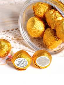 100PCS, Golden Aluminum Foil Paper Chocolate Candy Candy Wrapping Paper Tin Foil Paper Small Gift Wrapping Paper Christmas, Valentine's Day Baking Candy Cookie Wrapping(Sticker Not Included), - Multicolor - View 2