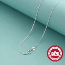 1pc 925 Sterling Silver Simple Chain Necklace, A Fashionable Jewelry Gift For Girls.