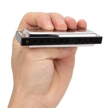 Harmonica, Armónica de 10 Agujeros Y 20 Tonos G Key órgano Bucal para Adultos, Principiantes, Profesionales Y Estudiantes - Plateado - Ver 2